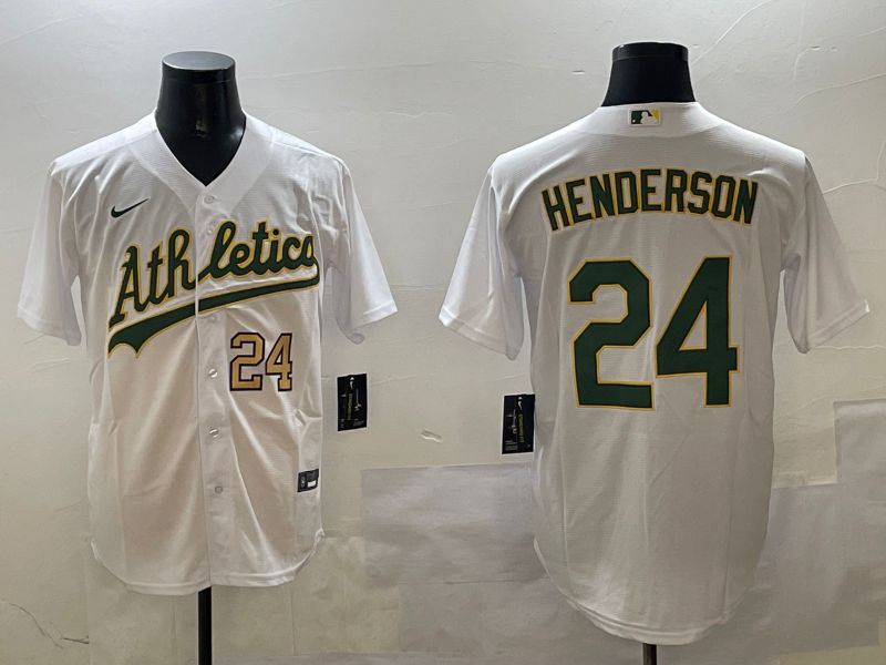 Men Oakland Athletics #24 Henderson White Game 2025 Nike MLB Jersey style 4->oakland athletics->MLB Jersey